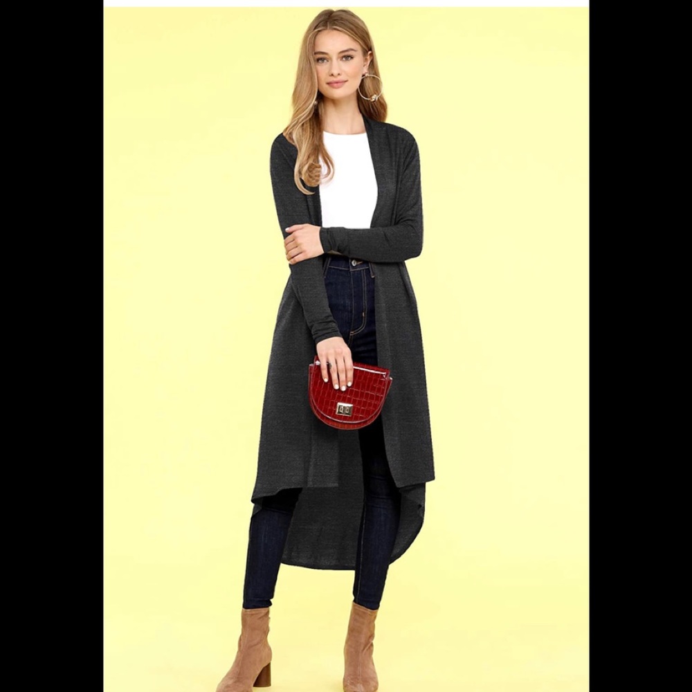 High Low Hem Maxi Long Sleeve Cardigan